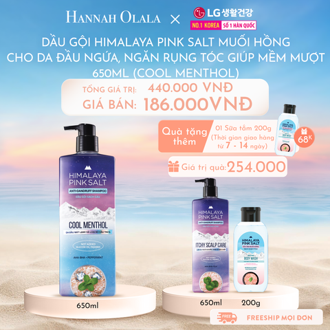 C627_DEAL 09: DẦU GỘI HIMALAYA PINK SALT MUỐI HỒNG CHO DA ĐẦU NGỨA, NGĂN RỤNG TÓC GIÚP MỀM MƯỢT, ÓNG Ả 650ML - Soft & Silky 