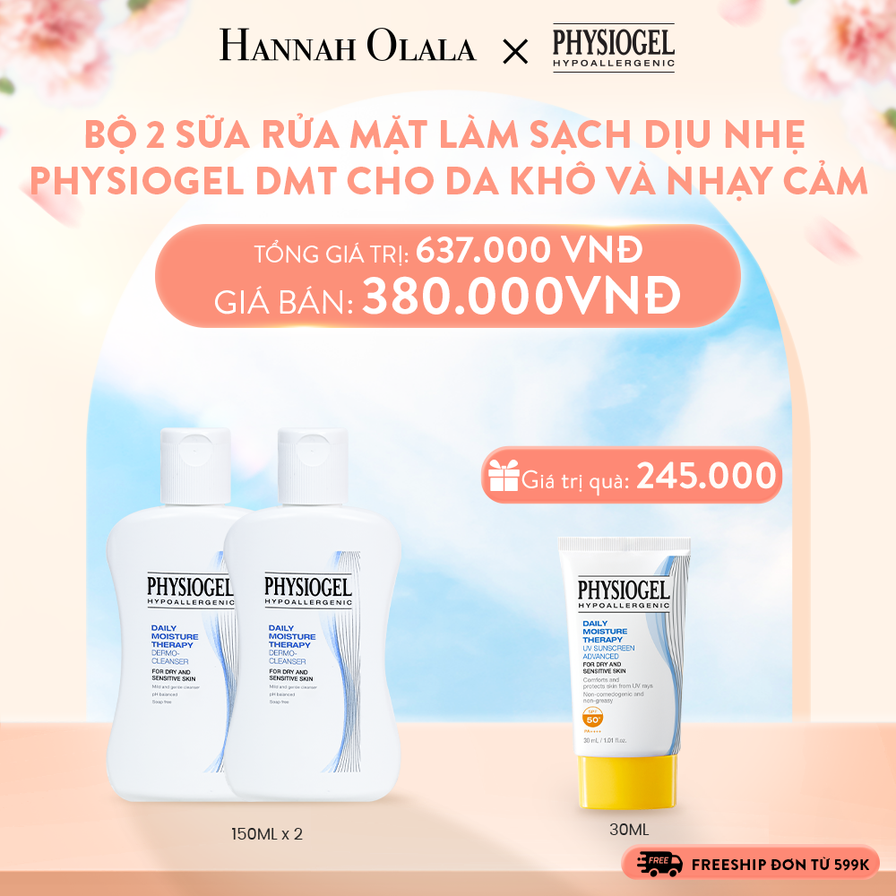  A659_DEAL 9: BỘ 2 SỮA RỬA MẶT LÀM SẠCH DỊU NHẸ PHYSIOGEL DAILY MOISTURE THERAPY DERMO DÀNH CHO DA KHÔ VÀ DA NHẠY CẢM 150ML 
