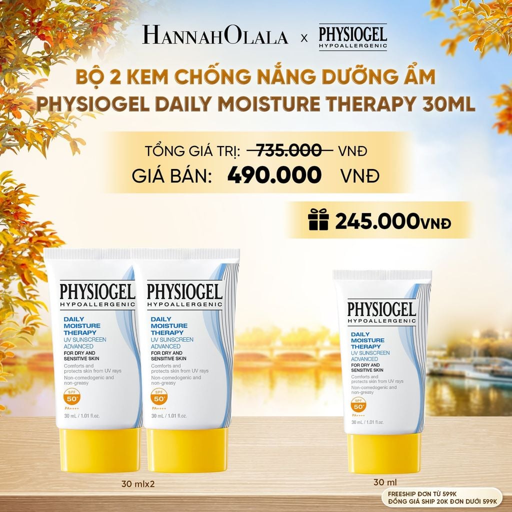  BỘ 2 KEM CHỐNG NẮNG DƯỠNG ẨM PHYSIOGEL DAILY MOISTURE THERAPY 30ML - E1250 
