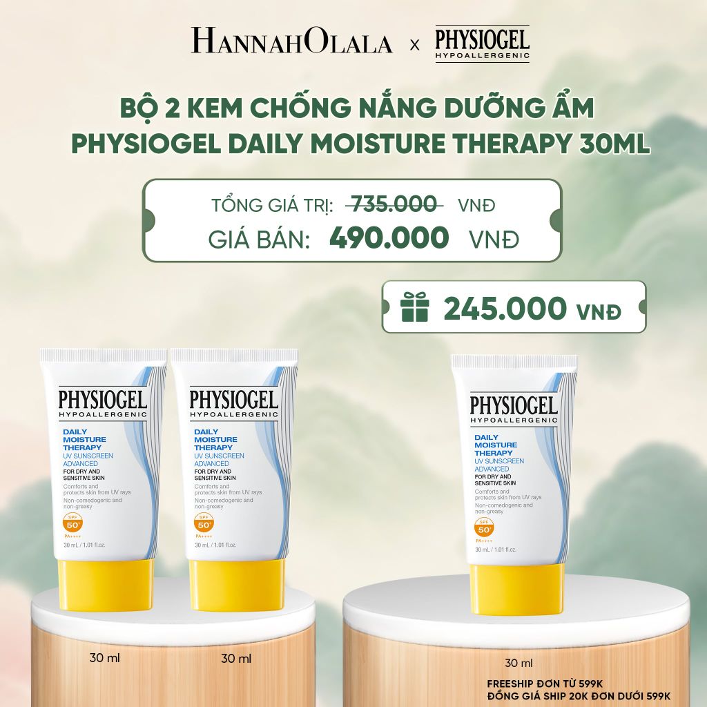  BỘ 2 KEM CHỐNG NẮNG DƯỠNG ẨM PHYSIOGEL DAILY MOISTURE THERAPY 30ML - A81 