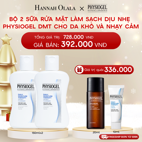  DEAL 9: BỘ 2 SỮA RỬA MẶT LÀM SẠCH DỊU NHẸ PHYSIOGEL DAILY MOISTURE THERAPY DERMO DÀNH CHO DA KHÔ VÀ DA NHẠY CẢM 150ML 