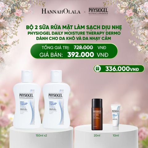  DEAL 9: BỘ 2 SỮA RỬA MẶT LÀM SẠCH DỊU NHẸ PHYSIOGEL DAILY MOISTURE THERAPY DERMO DÀNH CHO DA KHÔ VÀ DA NHẠY CẢM 150ML 