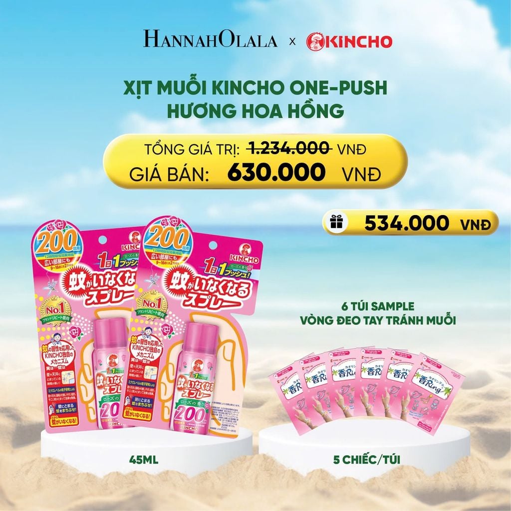  DEAL 9: XỊT MUỖI KINCHO ONE-PUSH HƯƠNG HOA HỒNG 