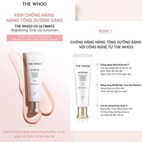 PHIÊN BẢN NÂNG CẤP - BỘ KEM CHỐNG NẮNG NÂNG TÔNG THE WHOO UV ULTIMATE BRIGHTENING TONE-UP SUNSCREEN 50ML - A65 