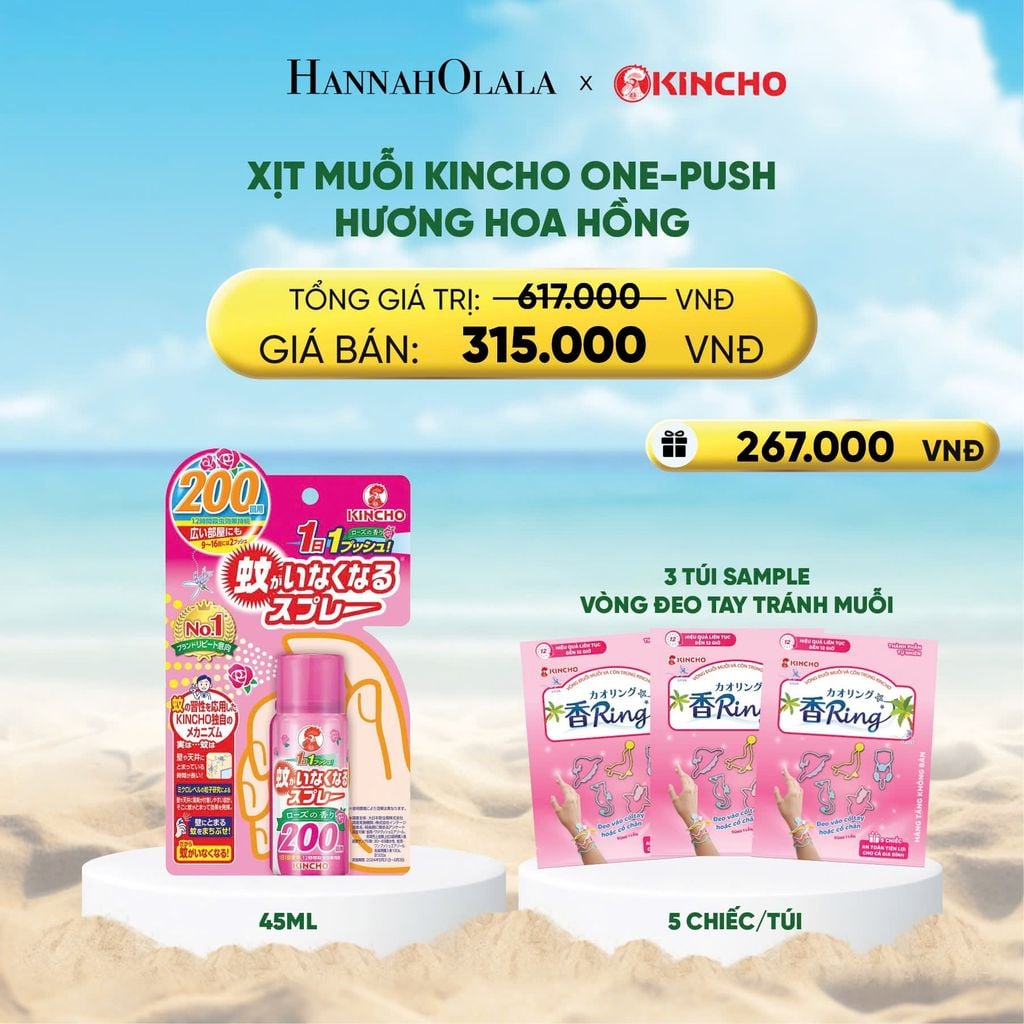  DEAL 9: XỊT MUỖI KINCHO ONE-PUSH HƯƠNG HOA HỒNG 