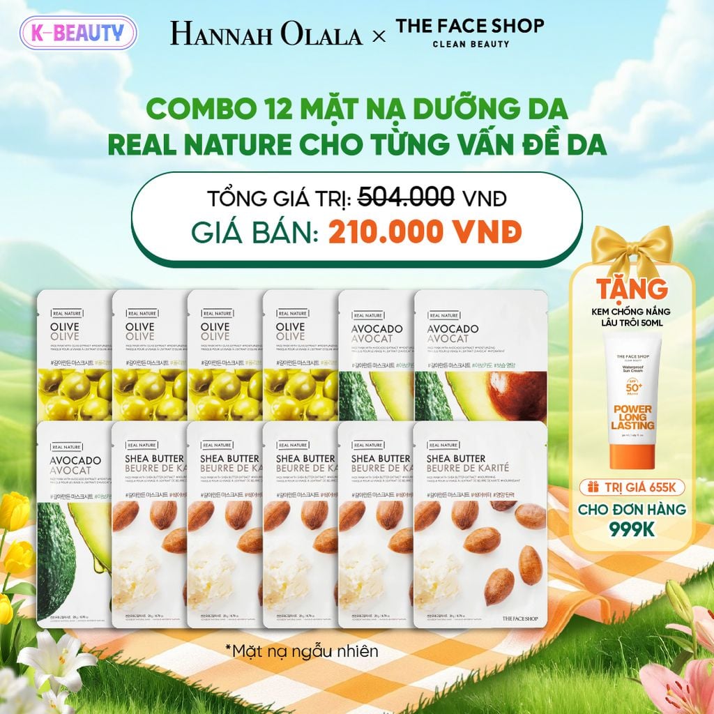  COMBO 12 MẶT NẠ DƯỠNG DA REAL NATURE CHO TỪNG VẤN ĐỀ DA_K128 