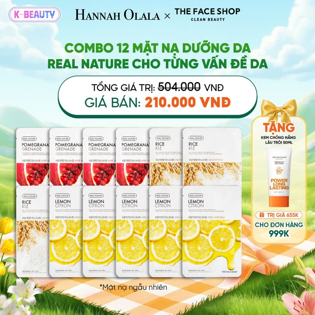  COMBO 12 MẶT NẠ DƯỠNG DA REAL NATURE CHO TỪNG VẤN ĐỀ DA_K128 