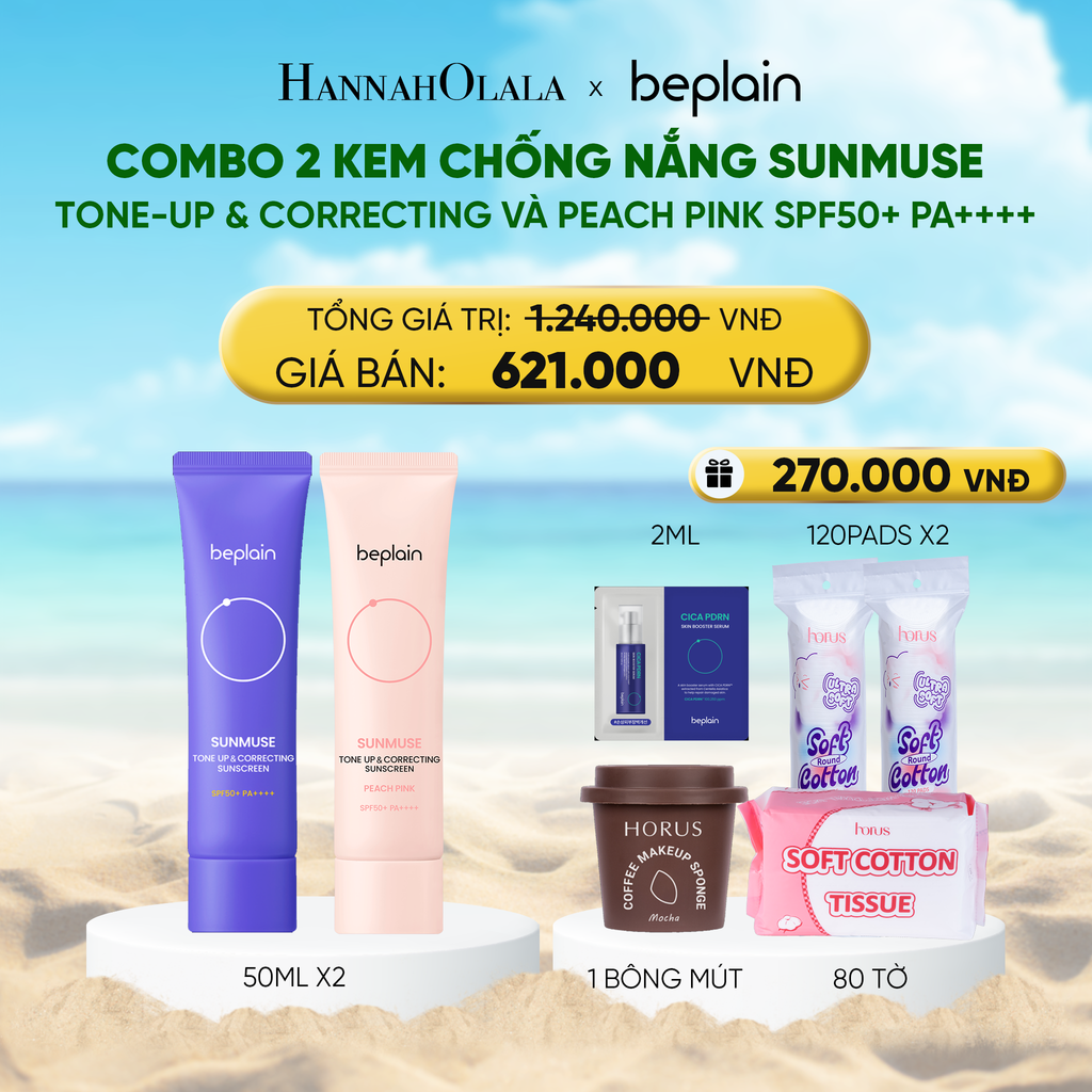  DEAL 8: COMBO 2 KCN: BEPLAIN KEM CHỐNG NẮNG SUNMUSE SUNSCREEN 50ML BẤT KỲ 