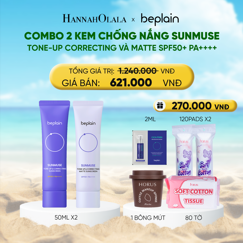  DEAL 8: COMBO 2 KCN: BEPLAIN KEM CHỐNG NẮNG SUNMUSE SUNSCREEN 50ML BẤT KỲ 