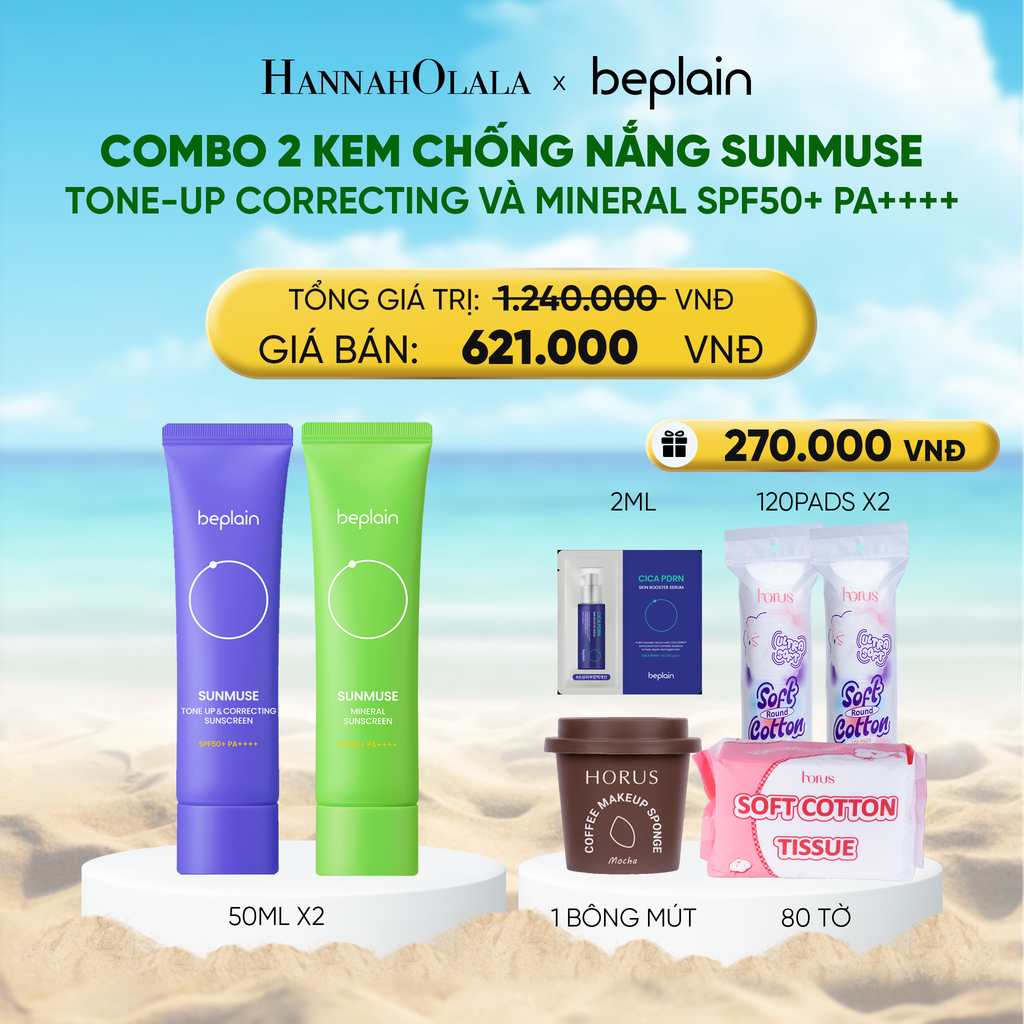  DEAL 8: COMBO 2 KCN: BEPLAIN KEM CHỐNG NẮNG SUNMUSE SUNSCREEN 50ML BẤT KỲ 