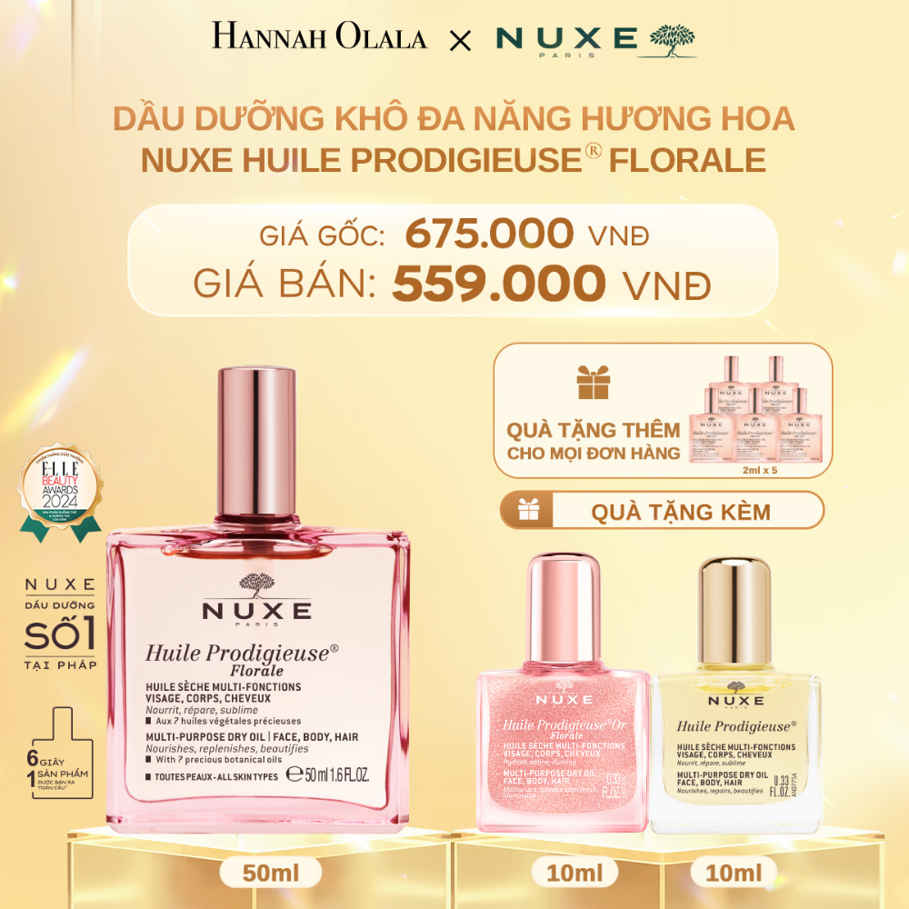  C708_DEAL 3: DẦU DƯỠNG KHÔ ĐA NĂNG NUXE HUILE PRODIGIEUSE MULTI-PURPOSE DRY OIL 50ML (CHỌN HƯƠNG) 