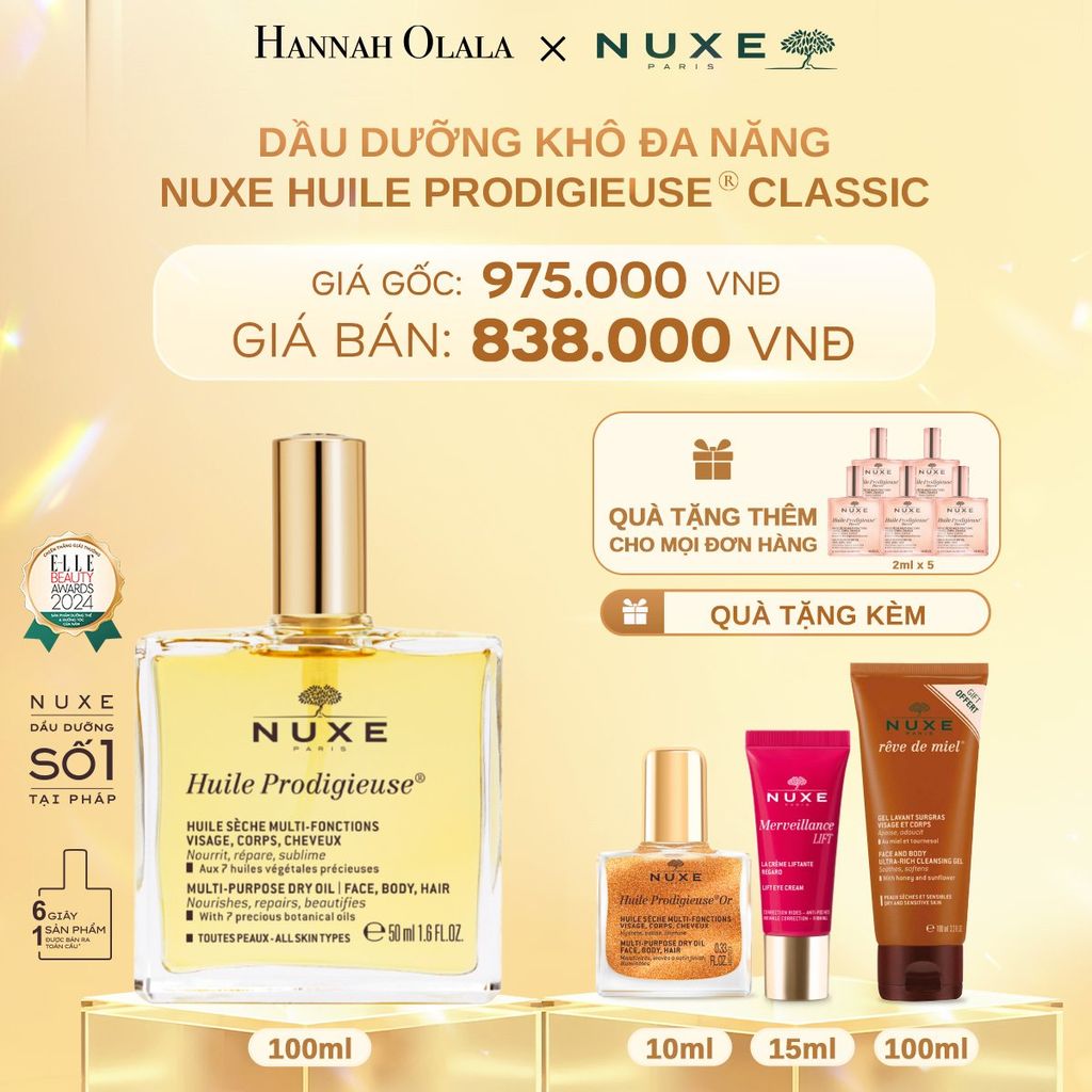  C705_DEAL 1: DẦU DƯỠNG KHÔ ĐA NĂNG NUXE HUILE PRODIGIEUSE MULTI-PURPOSE DRY OIL 100ML (CHỌN HƯƠNG) 