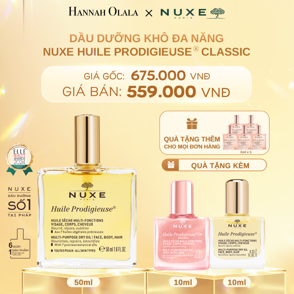  C708_DEAL 3: DẦU DƯỠNG KHÔ ĐA NĂNG NUXE HUILE PRODIGIEUSE MULTI-PURPOSE DRY OIL 50ML (CHỌN HƯƠNG) 