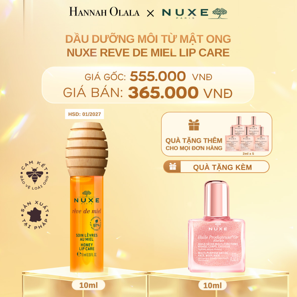  C715_DEAL 8: DẦU DƯỠNG MÔI MẬT ONG NUXE REVE DE MIEL HONEY LIP CARE 10ML 