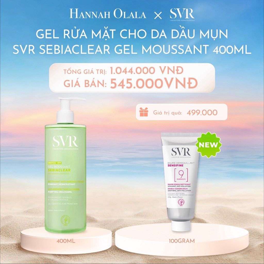  C1065_DEAL 14: GEL RỬA MẶT KHÔNG CÓ XÀ PHÒNG, LÀM SẠCH, LOẠI BỎ TẾ BÀO DA CHẾT SVR SEBIACLEAR GEL MOUSSANT 400ML 