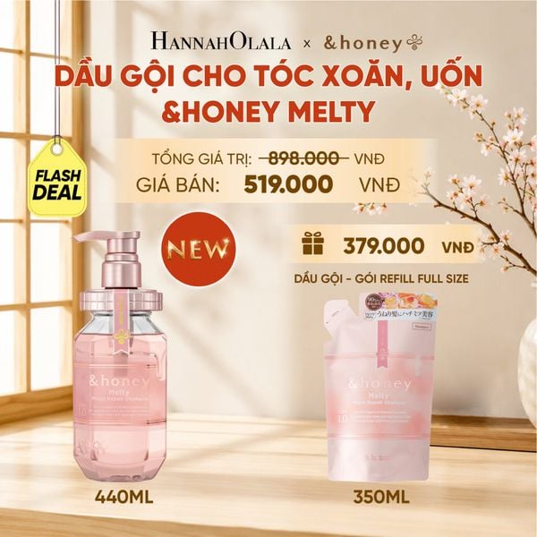  [NEW] DẦU GỘI &HONEY MELTY SUÔN MƯỢT VÀO NẾP CHUYÊN DỤNG CHO TÓC XOĂN, TÓC UỐN 