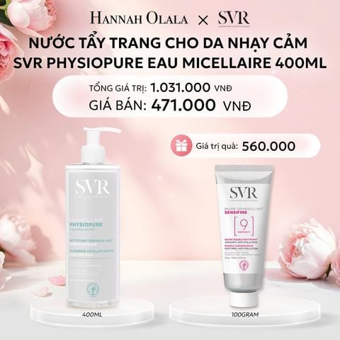  E331: DEAL 10: NƯỚC TẨY TRANG CHO DA NHẠY CẢM SVR PHYSIOPURE EAU MICELLAIRE 400ML 