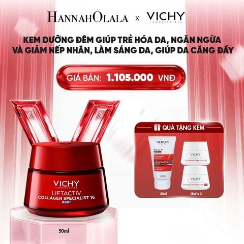  KEM DƯỠNG ĐÊM VICHY COLLAGEN 16 GIÚP TRẺ HÓA DA, NGĂN NGỪA VÀ GIẢM NẾP NHĂN, LÀM SÁNG DA, GIÚP DA CĂNG ĐẦY 50ML - B90 