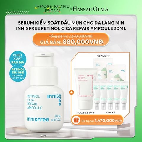 DEAL 11: SERUM KIỂM SOÁT DẦU MỤN CHO DA LÁNG MỊN INNISFREE RETINOL CICA REPAIR AMPOULE 30ML 