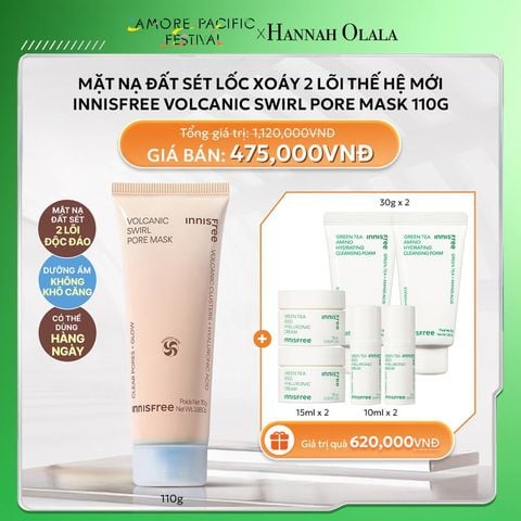  DEAL 12: MẶT NẠ ĐẤT SÉT LỐC XOÁY 2 LÕI THẾ HỆ MỚI INNISFREE VOLCANIC SWIRL PORE MASK 110G 