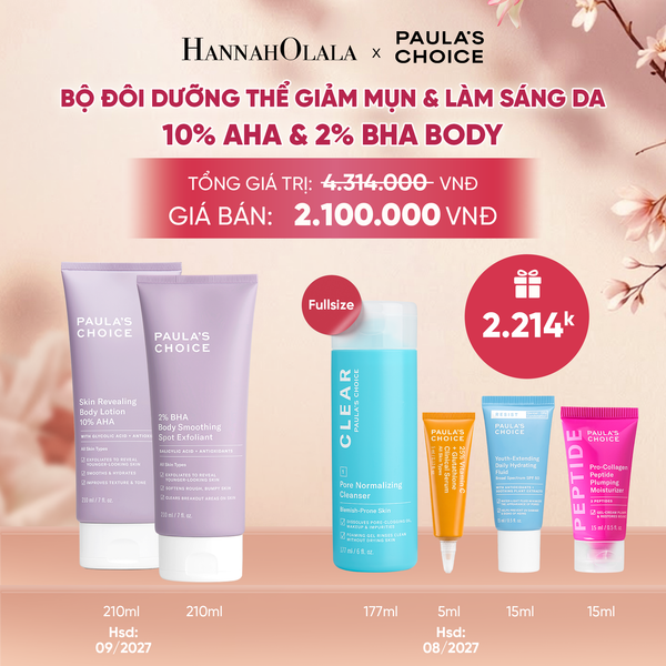  [COMBO] BỘ ĐÔI DƯỠNG THỂ PAULA'S CHOICE GIẢM MỤN VÀ SÁNG DA 2% BHA BODY SMOOTHING SPOT EXFOLIANT 210ML + 10% AHA BRIGHTENING BODY LOTION - DEAL 20 - A1989 