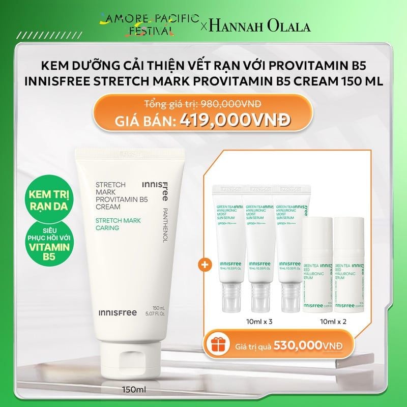  DEAL 13: KEM DƯỠNG CẢI THIỆN VẾT RẠN VỚI PROVITAMIN B5 INNISFREE STRETCH MARK PROVITAMIN B5 CREAM 150 ML 
