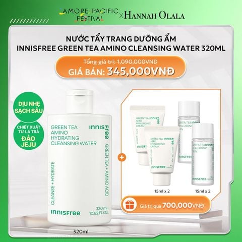  DEAL 15: NƯỚC TẨY TRANG DƯỠNG ẨM INNISFREE GREEN TEA AMINO CLEANSING WATER 320ML 
