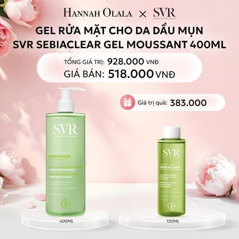  E337: DEAL 03: GEL RỬA MẶT CHO DA DẦU MỤN, KHÔNG CHỨA XÀ PHÒNG SVR SEBIACLEAR GEL MOUSSANT 400ML 