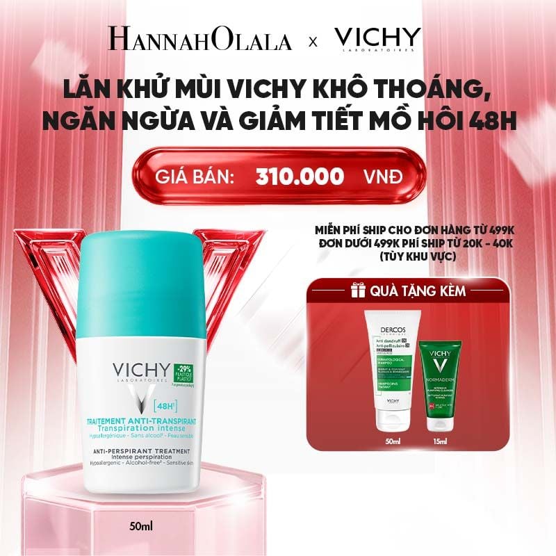  LĂN KHỬ MÙI VICHY KHÔ THOÁNG, NGĂN NGỪA VÀ GIẢM TIẾT MỒ HÔI 48H, KHÔNG GÂY KÍCH ỨNG, SẠM DA 50ML - B81 