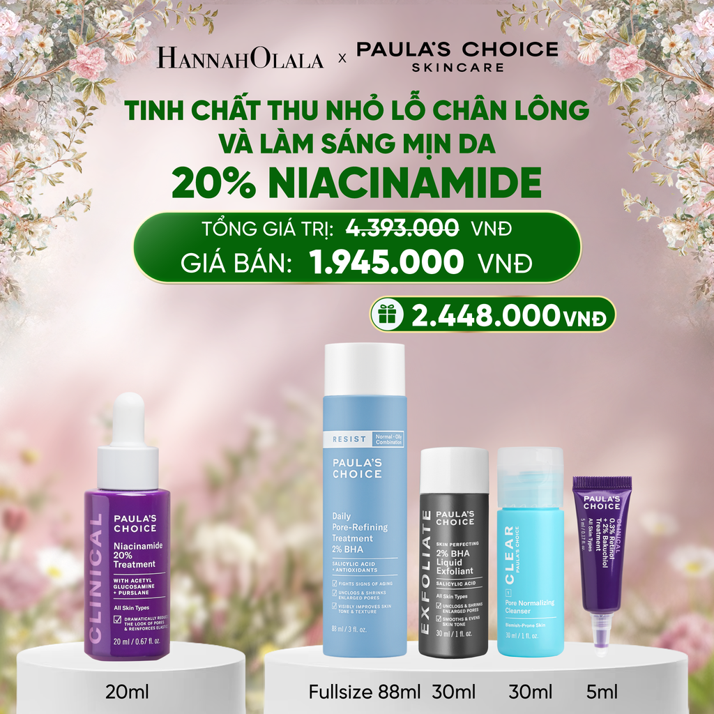  DEAL 4: TINH CHẤT SE KHÍT LỖ CHÂN LÔNG VÀ LÀM MỜ THÂM MỤN NIACINAMIDE 20% 20ML 