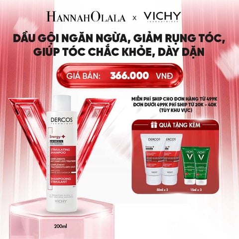  DẦU GỘI NGĂN NGỪA, GIẢM RỤNG TÓC, GIÚP TÓC CHẮC KHỎE, DÀY DẶN VICHY DERCOS HAIRLOSS 200ML - B82 
