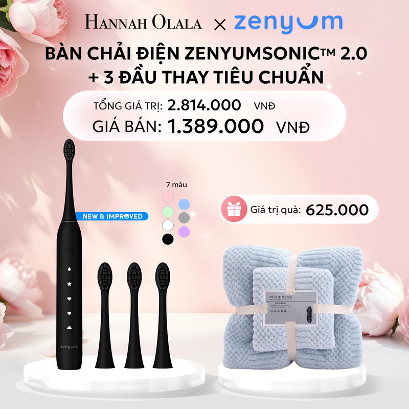  E883: DEAL 4: BỘ BÀN CHẢI ĐIỆN ZENYUM SONIC 2.0 + 3 ĐẦU THAY TIÊU CHUẨN 
