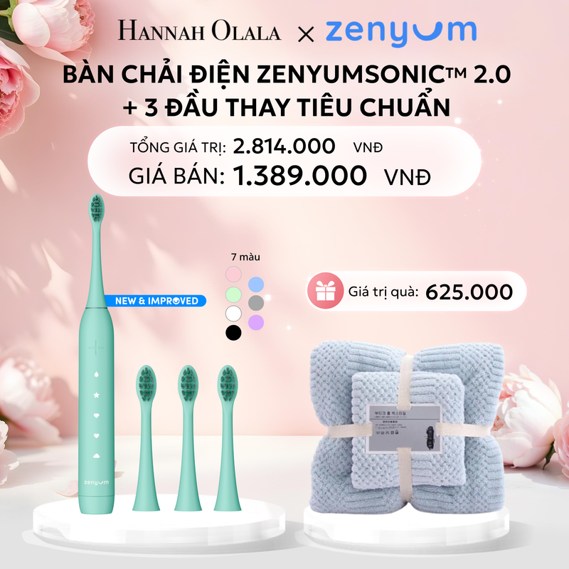  E883: DEAL 4: BỘ BÀN CHẢI ĐIỆN ZENYUM SONIC 2.0 + 3 ĐẦU THAY TIÊU CHUẨN 