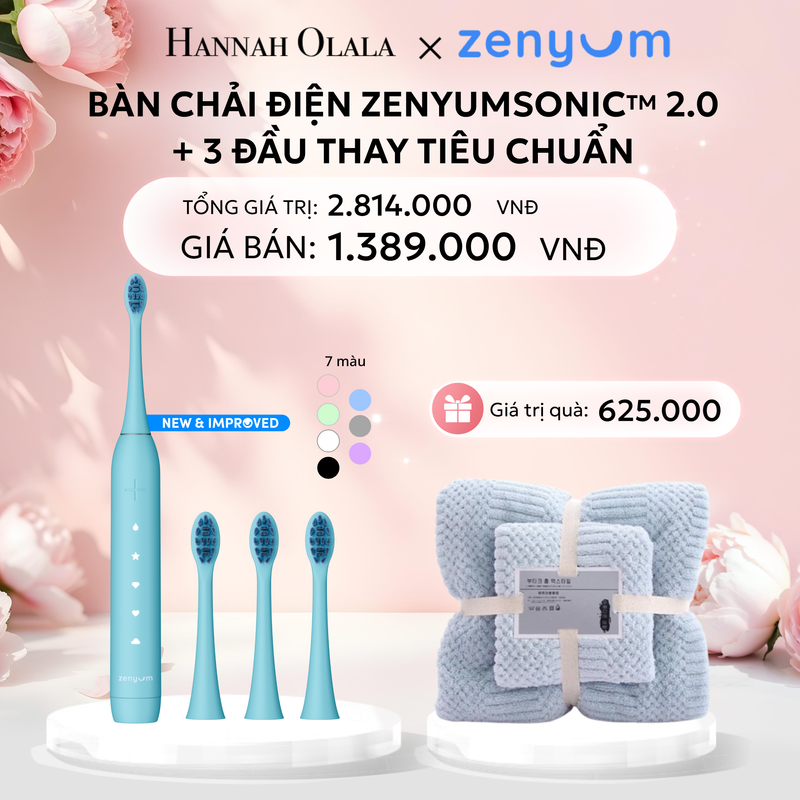  E883: DEAL 4: BỘ BÀN CHẢI ĐIỆN ZENYUM SONIC 2.0 + 3 ĐẦU THAY TIÊU CHUẨN 