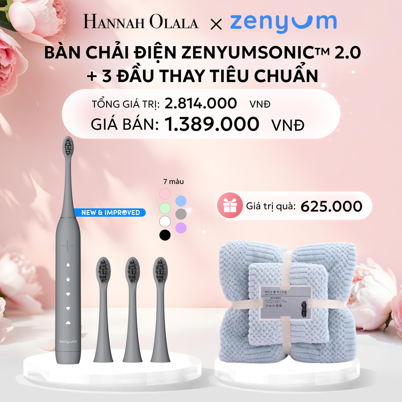  E883: DEAL 4: BỘ BÀN CHẢI ĐIỆN ZENYUM SONIC 2.0 + 3 ĐẦU THAY TIÊU CHUẨN 
