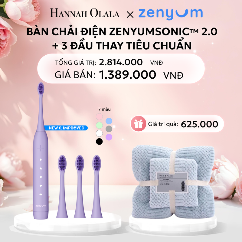  E883: DEAL 4: BỘ BÀN CHẢI ĐIỆN ZENYUM SONIC 2.0 + 3 ĐẦU THAY TIÊU CHUẨN 