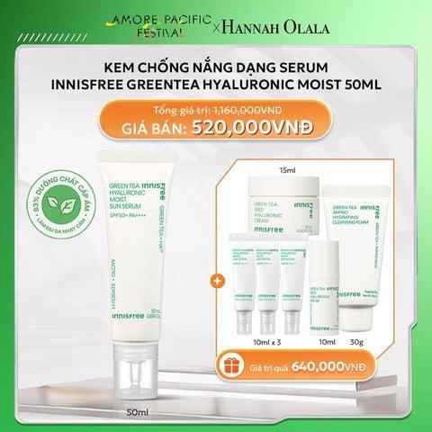  DEAL 6: KEM CHỐNG NẮNG DẠNG SERUM INNISFREE GREENTEA HYALURONIC MOIST 50ML 