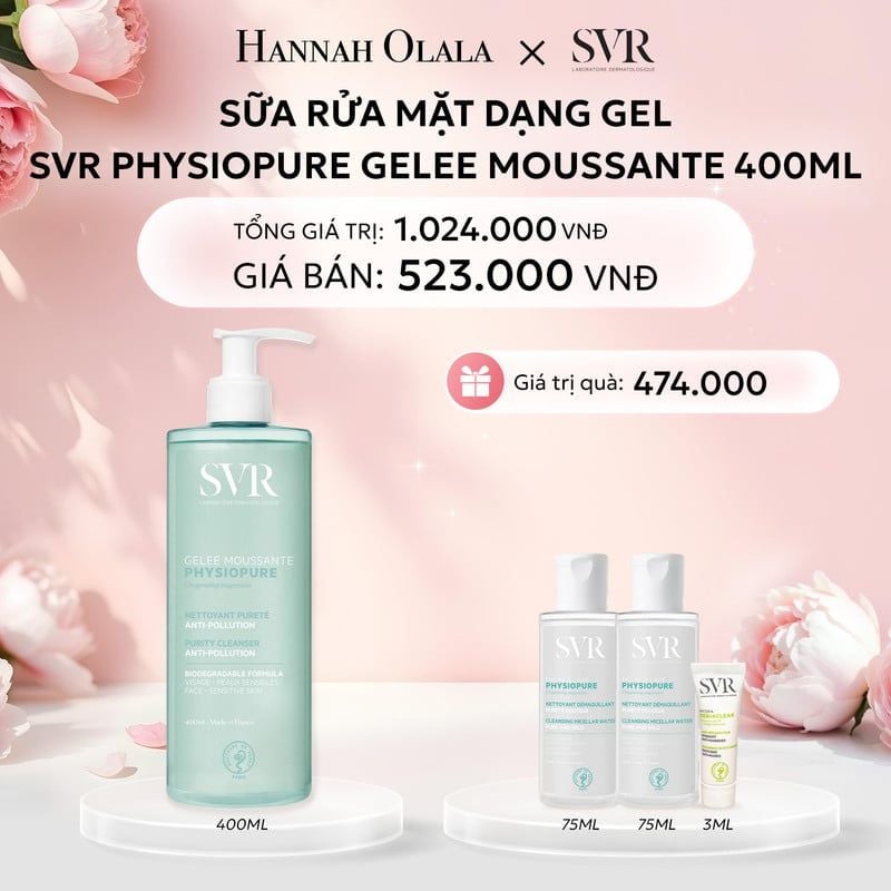  E342: DEAL 08: SỮA RỬA MẶT DẠNG GEL CHO DA NHẠY CẢM SVR PHYSIOPURE GELEE MOUSSANTE 400ML 