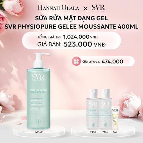  E342: DEAL 08: SỮA RỬA MẶT DẠNG GEL CHO DA NHẠY CẢM SVR PHYSIOPURE GELEE MOUSSANTE 400ML 