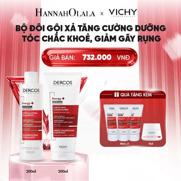  BỘ ĐÔI GỘI XẢ TĂNG CƯỜNG DƯỠNG TÓC CHẮC KHOẺ, GIẢM GÃY RỤNG VICHY DERCOS ENERGY+ - B88 