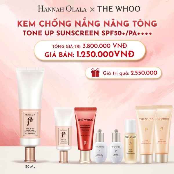  D18_DEAL10: KEM CHỐNG NẮNG NÂNG TÔNG WHOO SEOL RADIANT WHITE TONE UP SUNSCREEN SPF50+/PA++++ 50ML 