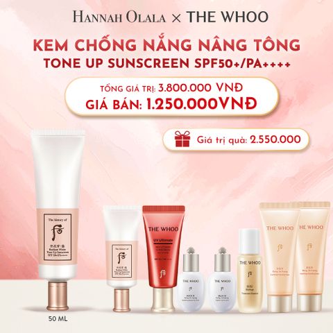  D18_DEAL10: KEM CHỐNG NẮNG NÂNG TÔNG WHOO SEOL RADIANT WHITE TONE UP SUNSCREEN SPF50+/PA++++ 50ML 