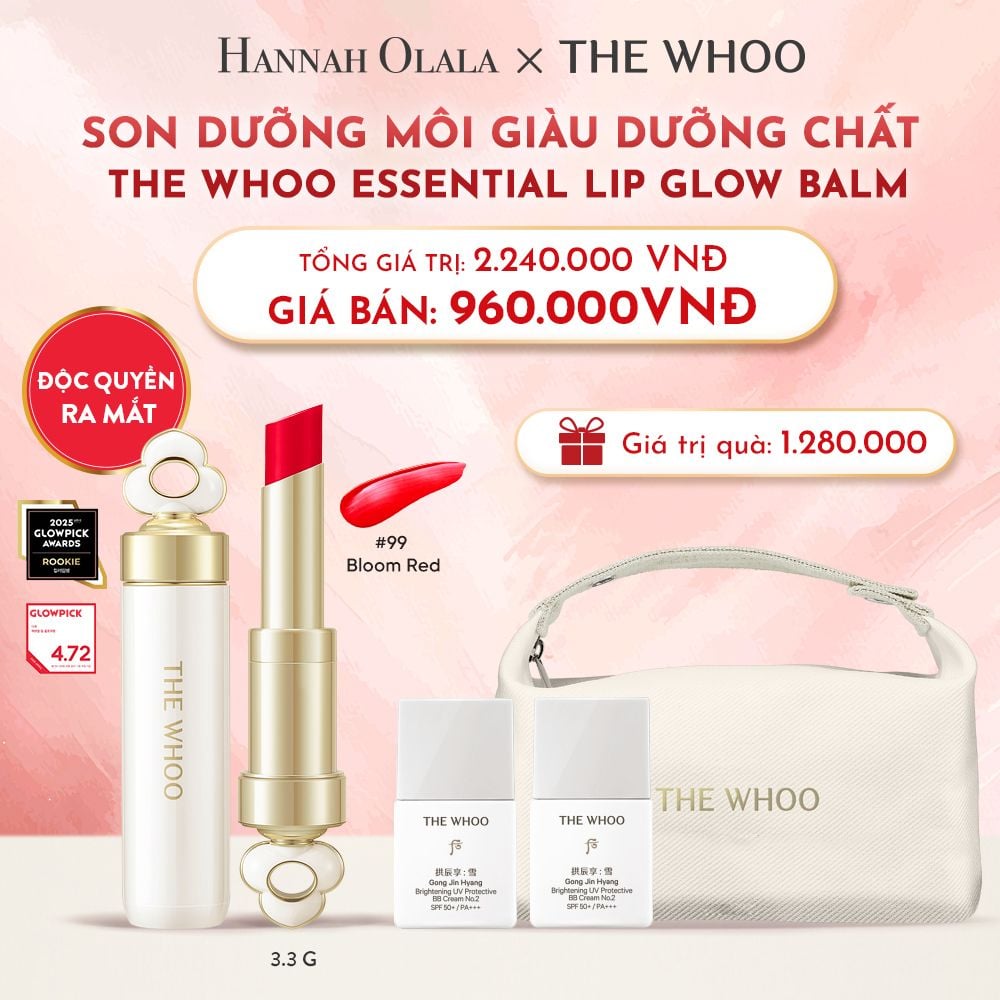  DEAL14A: BỘ SON DƯỠNG CẢI THIỆN NẾP NHĂN MÔI THE WHOO ESSENTIAL LIP GLOW BALM - 99 BLOOM RED 