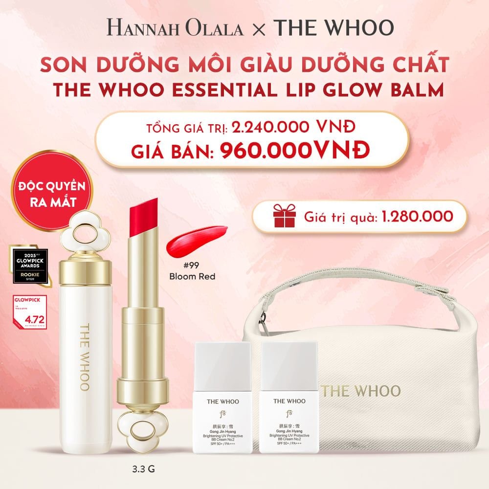  DEAL14A: BỘ SON DƯỠNG CẢI THIỆN NẾP NHĂN MÔI THE WHOO ESSENTIAL LIP GLOW BALM - 99 BLOOM RED 