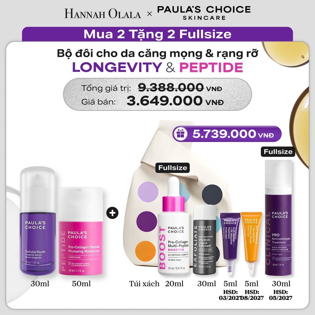  BỘ ĐÔI TINH CHẤT KHỞI SINH NAD+ CELLULARYOUTH LONGEVITY VÀ KEM DƯỠNG ẨM CĂNG MỌNG VÀ GIẢM NẾP NHĂN PRO-COLLAGEN 50ML - DEAL 19 - E10 