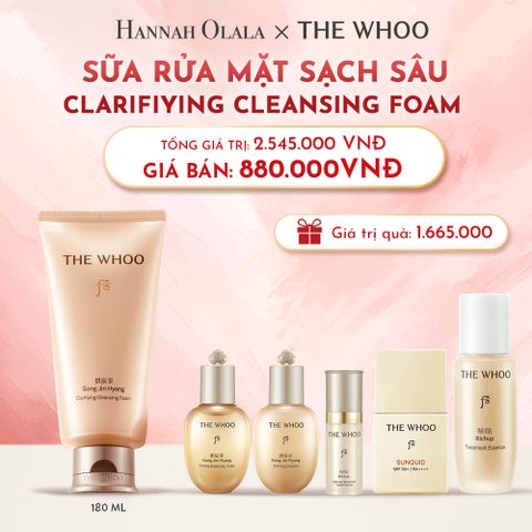  D30_DEAL17: BỘ SỮA RỬA MẶT SẠCH SÂU THE WHOO GONG JIN HYANG CLARIFIYING CLEANSING FOAM 180ML 