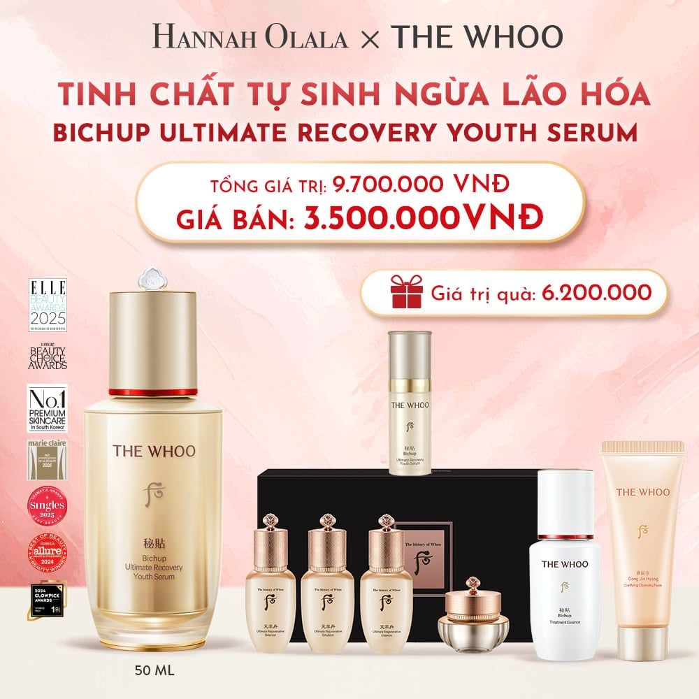  DEAL01-BK: TINH CHẤT TỰ SINH NGỪA LÃO HÓA THẾ HỆ THỨ 4 THE WHOO BICHUP ULTIMATE RECOVERY YOUTH SERUM 50ML 