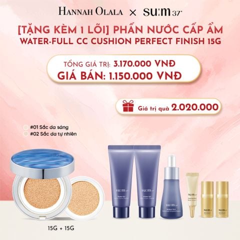  D7_DEAL23: [TẶNG KÈM 1 LÕI] PHẤN NƯỚC CẤP ẨM SU:M37 WATER-FULL CC CUSHION PERFECT FINISH 15G 