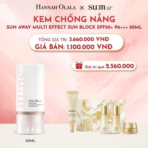  D11_DEAL25: KEM CHỐNG NẮNG SU:M37 SUN AWAY MULTI EFFECT SUN BLOCK SPF50+ PA+++ 50ML 