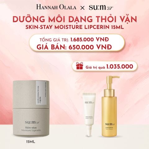  D12_DEAL26: DƯỠNG MÔI DẠNG THỎI VẶN SU:M37 SKIN-STAY MOISTURE LIPCERIN 15ML 